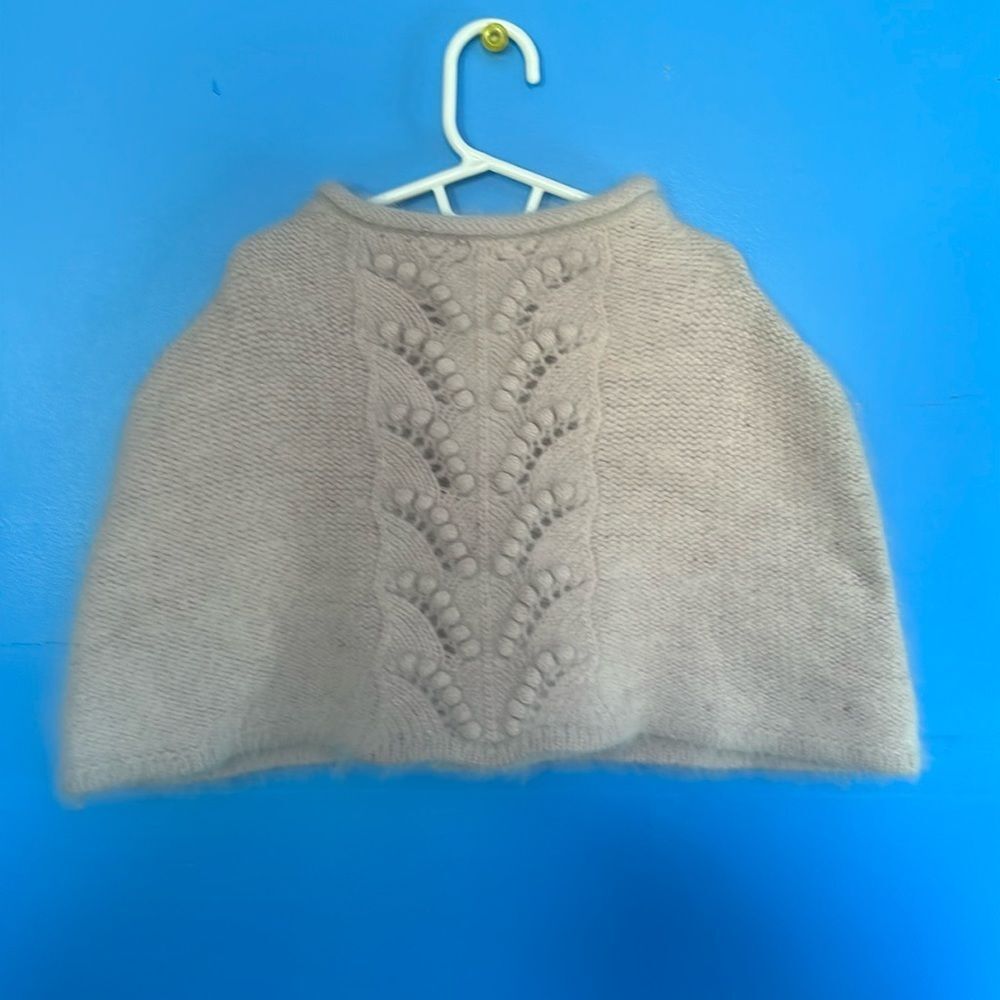 Beth Bowley Lavender Angora Poncho Size Large L Soft Fuzzy Knit Sweater Cape